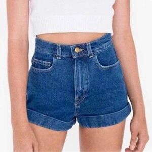 American Apparel Denim High Waisted Women's Jean Cuff Shorts Size 25 Made in USA